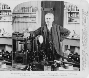 Whitcomb L. Judson with his ‘clasp locker’ machine