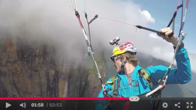 Paul Guschlbauer paragliding over Angel Falls
